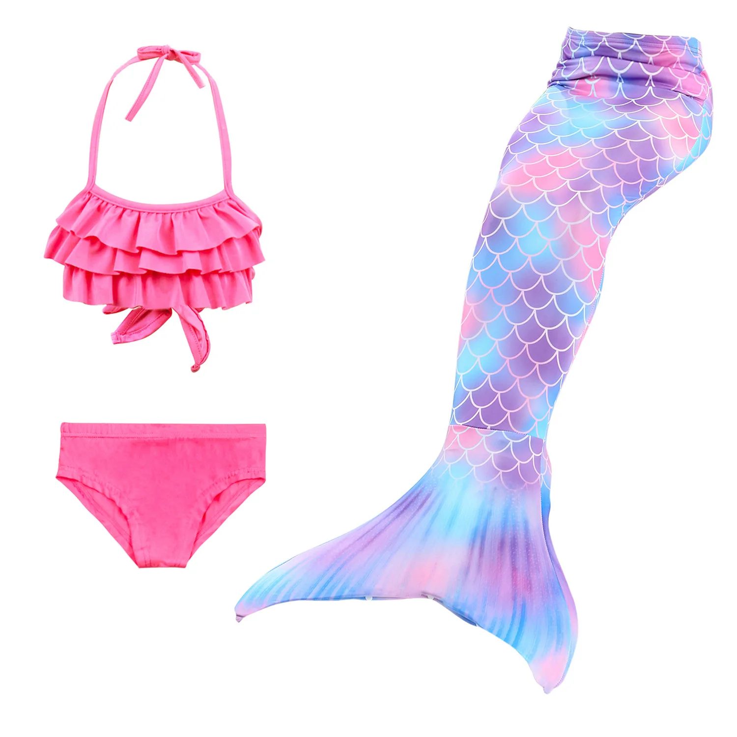 Комплект из 3 предметов; детский купальный костюм с хвостом русалки для девочек; комплект бикини; купальный костюм; вечерние костюмы для костюмированной вечеринки - Цвет: DH67