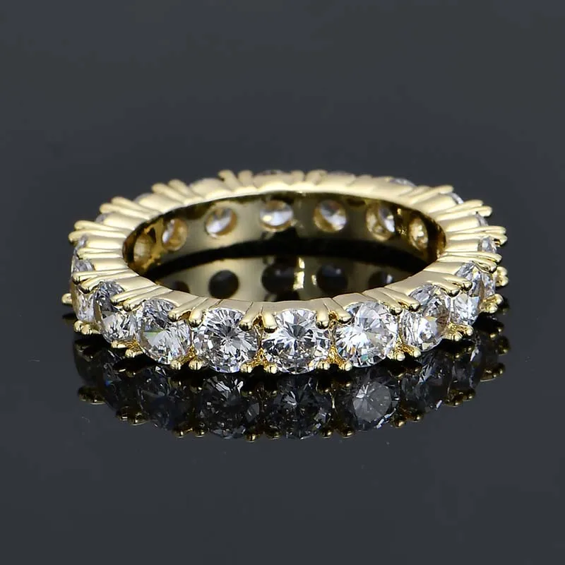 

MISSFOX Gold Simple AAA CZ Stone Ring Masculine High Quality Handmade Full Finger Love Wedding Engagement Rings Party Jewelry