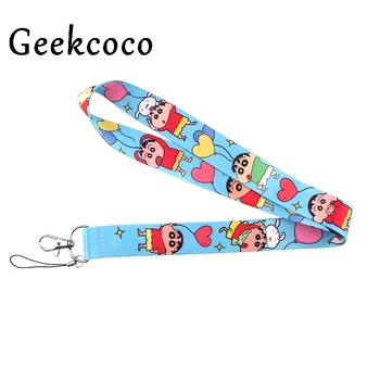 

10pcs/lot Crayon Shin-chan lanyard keychains Accessory For Mobile Phone USB ID Badge Holder Key Straps Tags Neck rope J0682