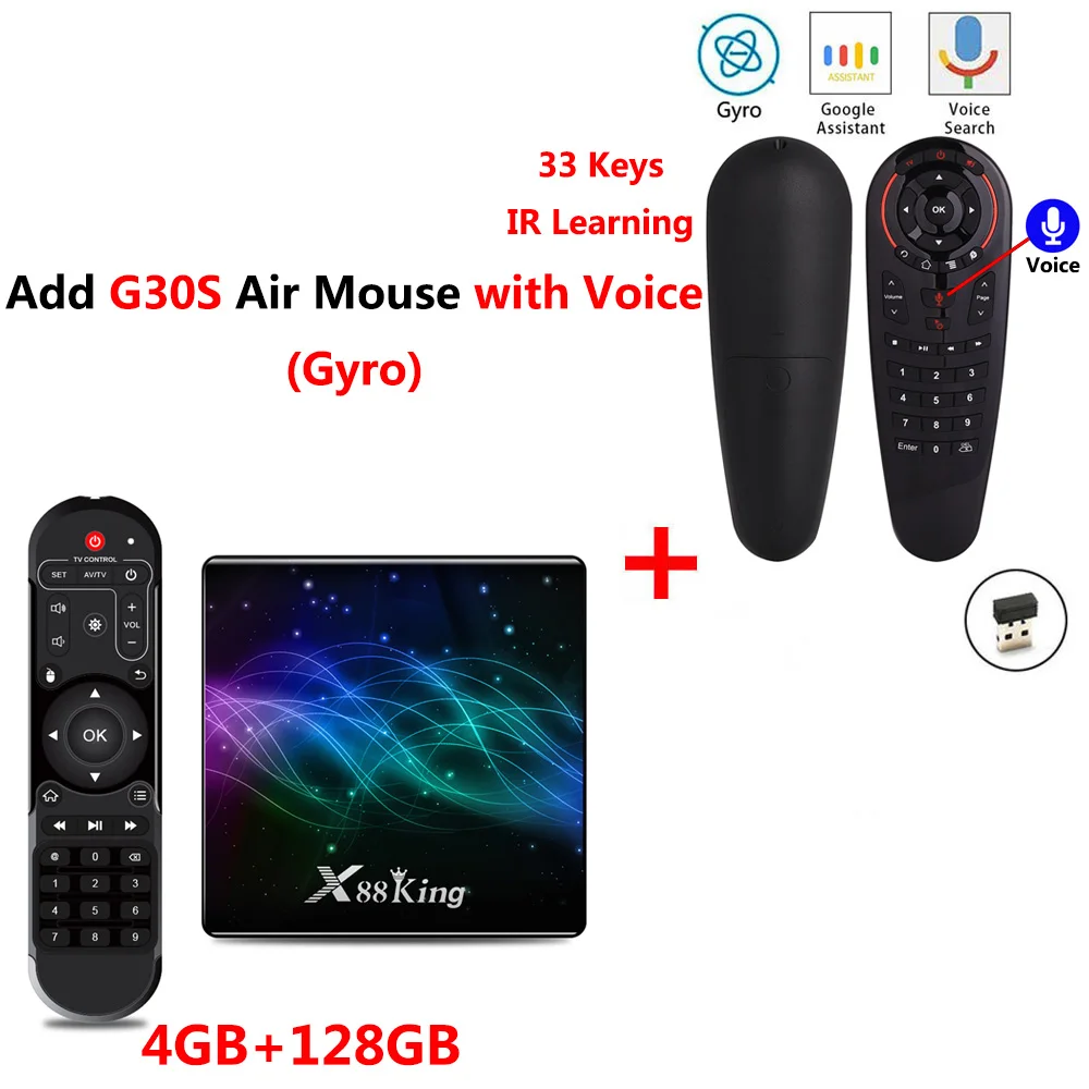 color add G30S X88 King Amlogic S922X Smart Android 9,0 ТВ-приставка DDR4 4 ГБ ОЗУ 128 Гб ПЗУ 2,4 ГБ 5 Гб WiFi 1000M LAN Bluetooth 4,1 4K HD медиаплеер - Цвет: color add G30S