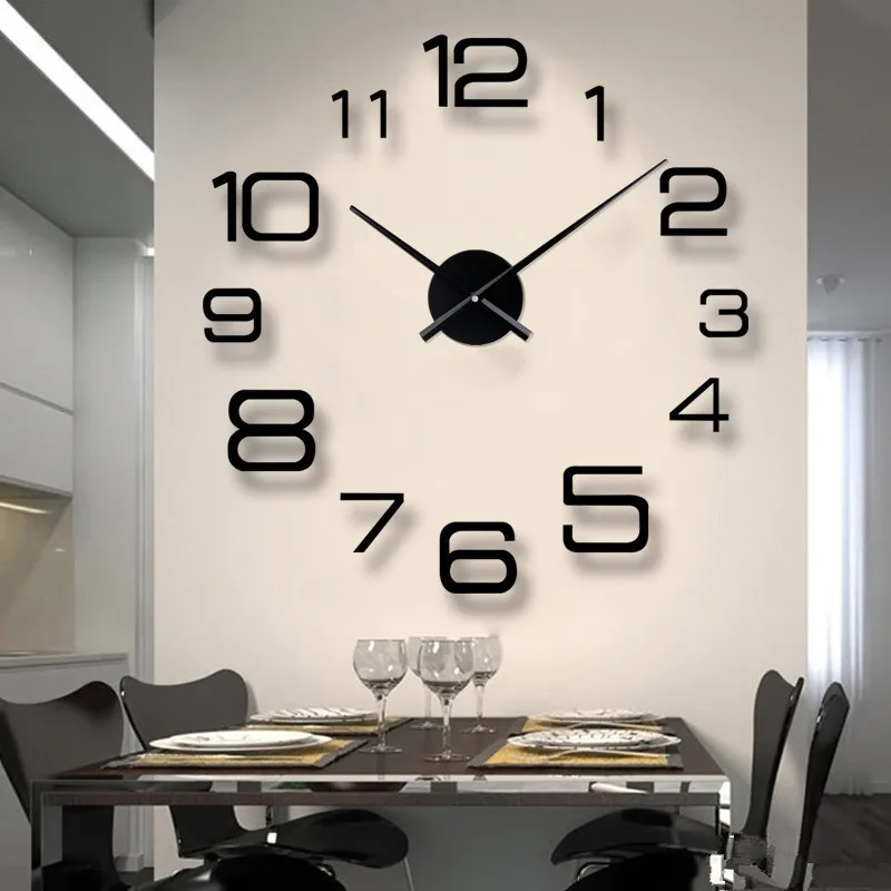 

2019 Free Shipping New Clock Watch Wall Clocks Horloge 3d Diy Acrylic Mirror Stickers Home Decoration Living Room Quartz Needle