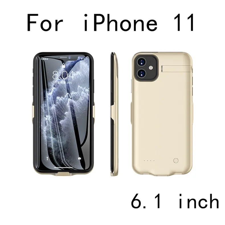 Для iPhone 11 Тонкий чехол для зарядного устройства s power Bank чехол для iPhone 11 Pro Max чехол с зажимом для задней панели чехол с подставкой для зарядки - Цвет: For iPhone 11-Gold