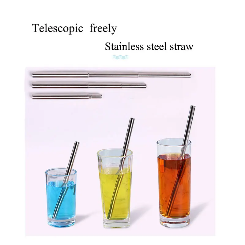 

Straw outdoor portable environmental protection straw stainless steel metal folding telescopic sealing tube drinking water milk