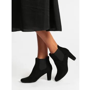 

High-heeled boots ankle suede wide
