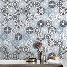 PVC 20*500cm Wallpaper 3D Hexagon Tile Art Creative Brick Wall Sticker Waterproof PVC 20*500cm Wallpaper 3D Hexagon Tile Art Creative Brick Wall Sticker Waterproof