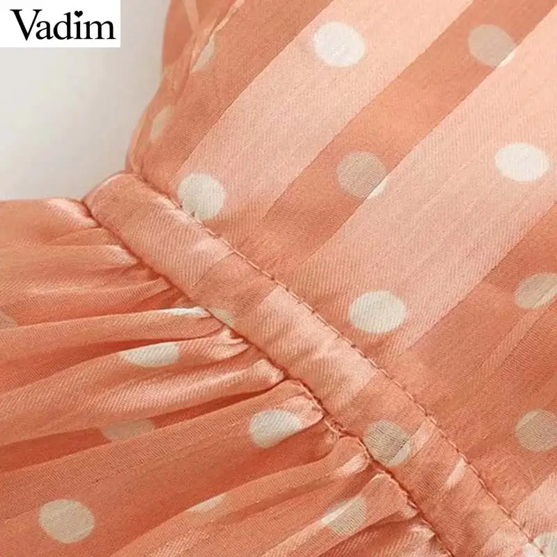 Vadim женское мини-платье в горошек с v-образным вырезом, рукав три четверти, плиссированное, с эластичной талией, элегантные уютные шикарные платья, vestidos QC559