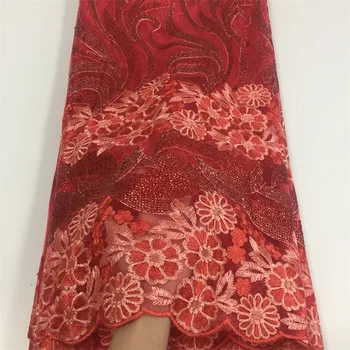 

French Mesh Lace 2019 Latest High Quality African Laces Fabric For Wedding Fabric Embroidery Tulle Lace Fabric free shipping