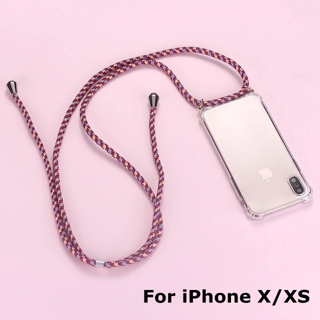 X XS (Red-Brown) Ремень шнур цепи чехол для телефона для iPhone XS X 11 лента Цепочки и ожерелья шнурки Мобильный обложка чехол для того, чтобы повесить для iPhone Xs X S крышка - Цвет: X XS (Red-Brown)