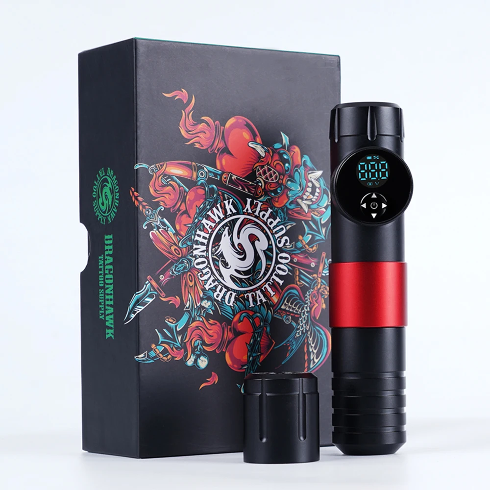 Hot Dragonhawk LED Display Wireless Battery Pen Rotary Tattoo Machine RCA Permanent Makeup Machine Accessories for Tattoo