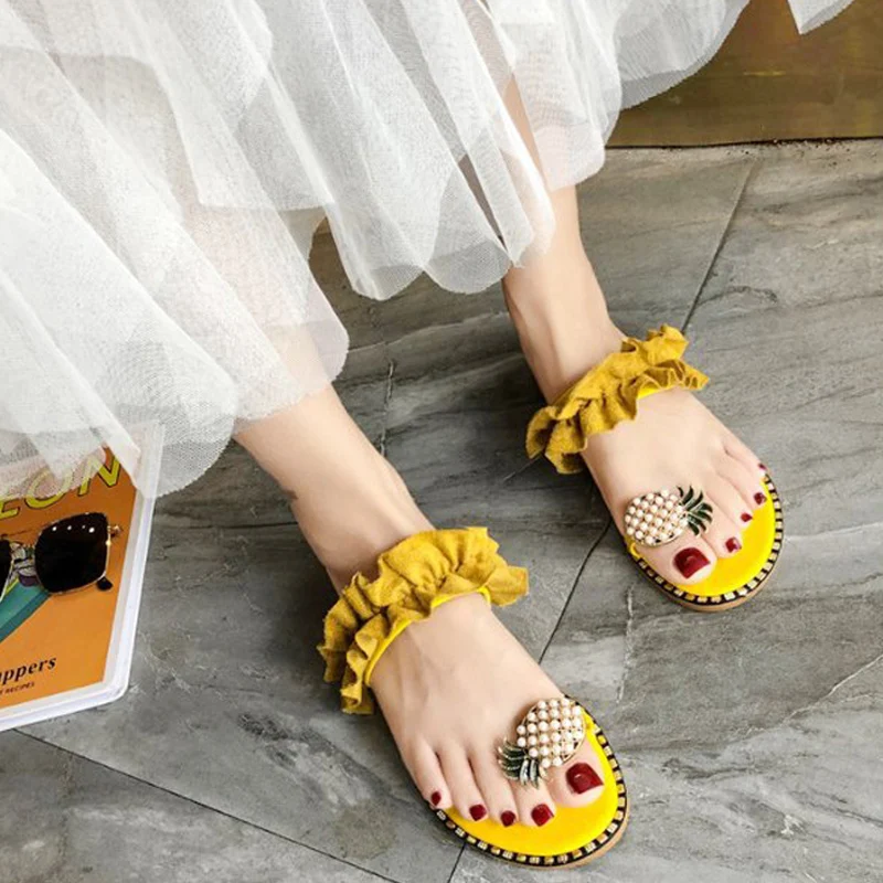 

2019 Womens Fashion Pineapple Sandals Open Toe Ring Sandals Anti-slip Hot Summer zapatos de mujer H66