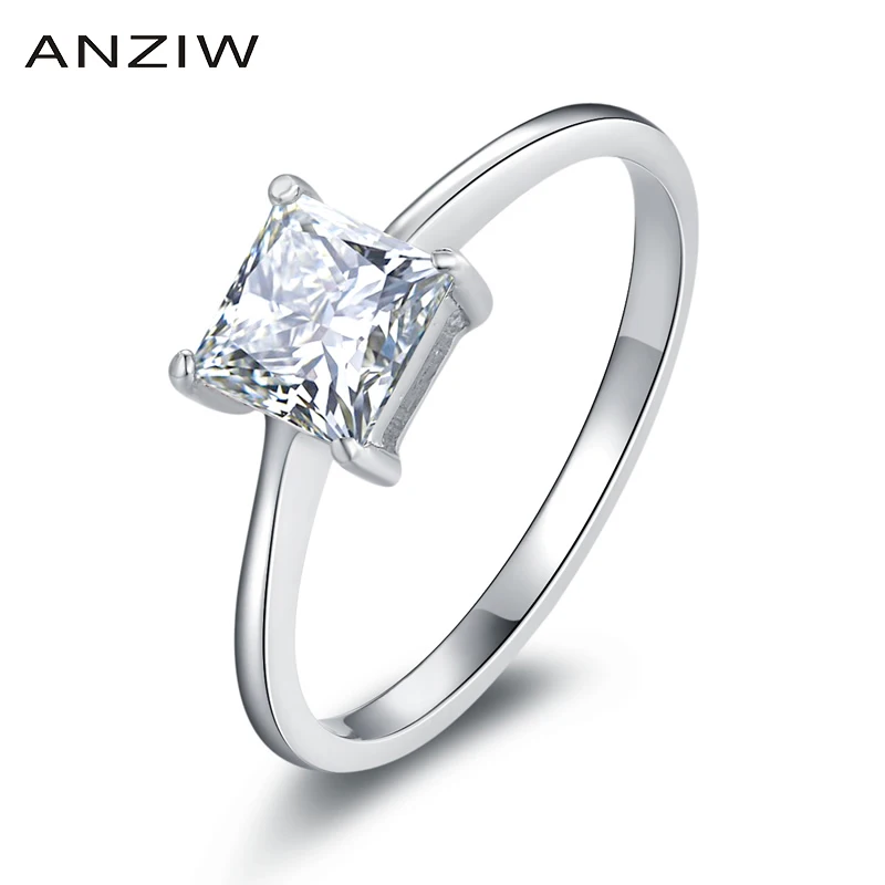 Кольцо женское цельнокроеное из серебра 925 пробы 1 карат|ring jewelry|silver bandsprincess cut |