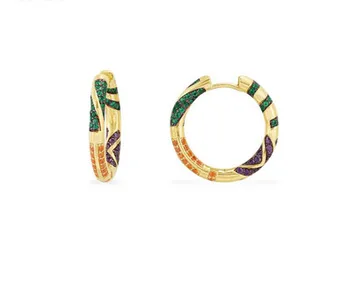 

New brand 925 Sterling Silver Colorful striped earrings Tribal Multicolor Hoop Earrings With Stripes tribe Women Mana Jewelry