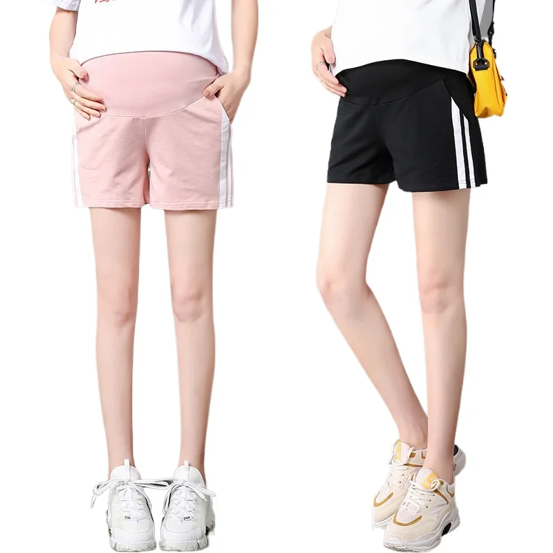 

Pregnant Women's Short Pants Plus Size L XL XXL XXXL 4XL 5XL Cotton Splicing High Waist Pink Black Summer Wear Maternity Clothes