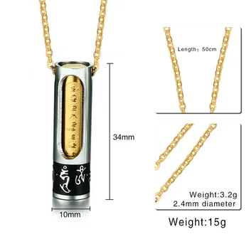 

RUIYI stainless steel necklace hot sell gold color popular single women 34mm Sanskrit water bottle gift women jewelry