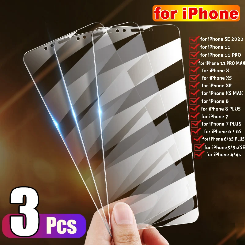 3 шт./упак. экранный протектор из закаленного стекла для Iphone X XS 11 Pro Max XR 6 7 8 Plus IPhone SE
