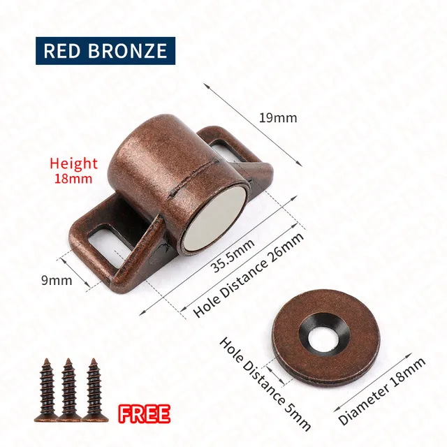 NAIERDI Magnet Cabinet Door Catch, Magnetic Furniture Door Stopper, Strong Powerful Neodymium Magnets Latch Cabinet Catches Red Bronze