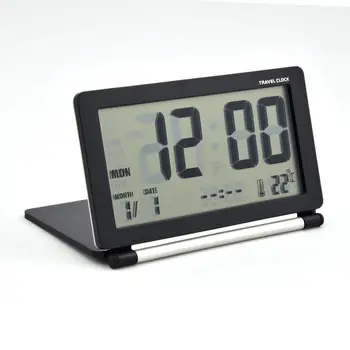 

DishyKooker Electronic Alarm Clock Multifunction Silent LCD Digital Large Screen Travel Desk Alarm Clock
