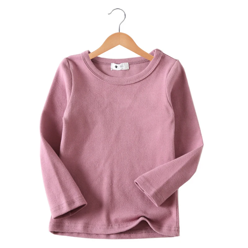 purple pink Новинка года, осенне-зимние топы с длинными рукавами для маленьких мальчиков и девочек, топы унисекс в Корейском стиле для маленьких мальчиков и девочек, футболка для младенцев, LZ113 - Цвет: purple pink
