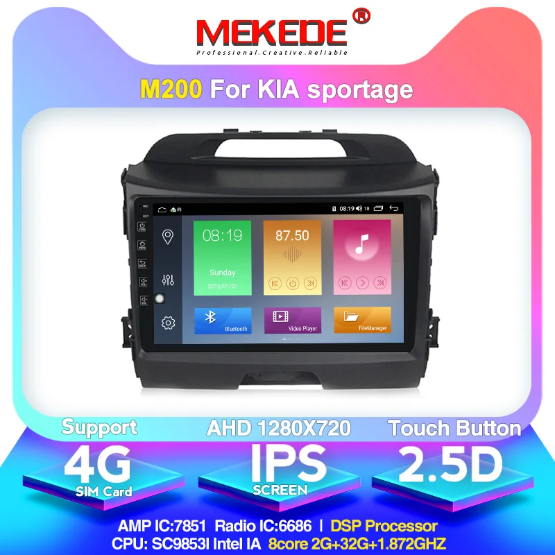 MEKEDE 9853 4G LTE 4G+ 64G Android 10,0 автомобильный Радио Мультимедиа Видео плеер навигация gps 2 din для KIA Sportage 3 2010 2011