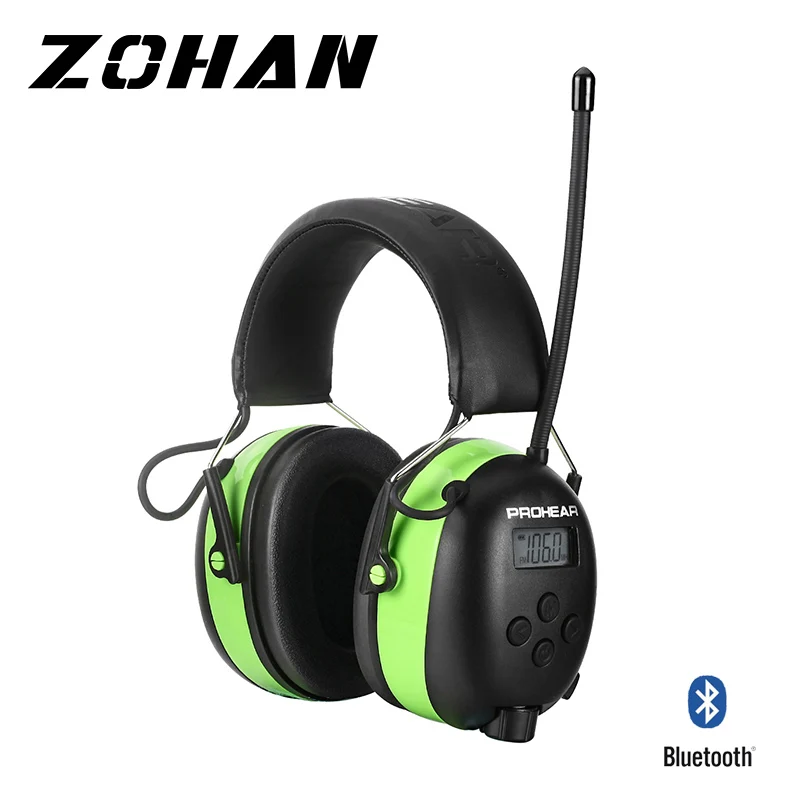 ZOHAN литиевая батарея Bluetooth и радио AM/FM Безопасная электронная съемка ушные наушники NRR 25 дБ Защита слуха ушные защитники Тактический протектор для кошения