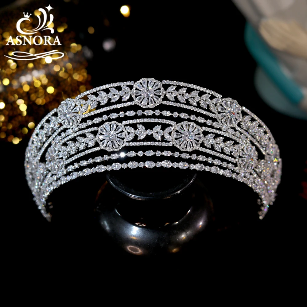 

ASNORA Baroque Retro Semi-Circular Bridal Wedding Crowns For Women European Luxury Zircon Tiaras Show And Catwalk Headdress