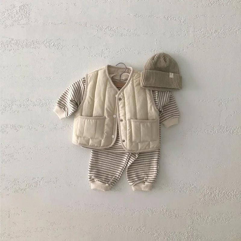 Autumn Kids Vest Children Girls Solid Print Jacket Winter Baby Boys Warm Outerwear Windproof Coats Outfits