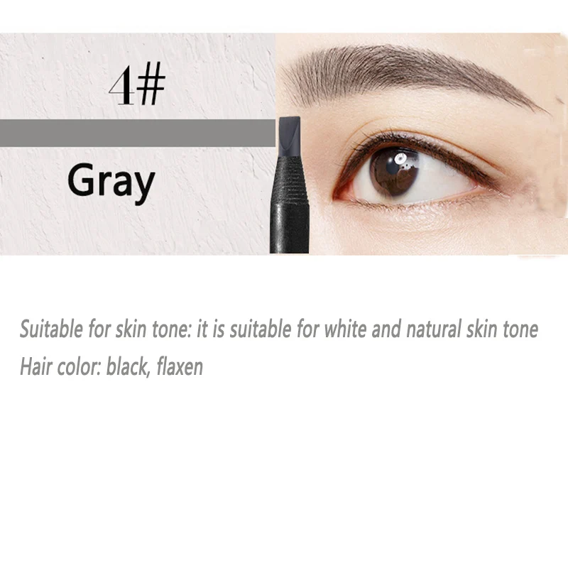 Gray 5 шт. карандаш для бровей, косметический карандаш для теней для век, натуральный стойкий тату, брови, водостойкий макияж для бровей, набор для красоты - Цвет: Gray