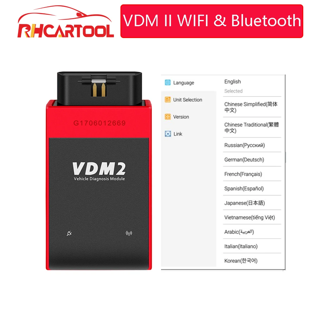 

OBD2 UCANDAS VDM2 VDM II Full system V3.9 Wifi OBD2 Auto Diagnostic Tool VDMII for Android VDM 2 OBDII Code Scanner