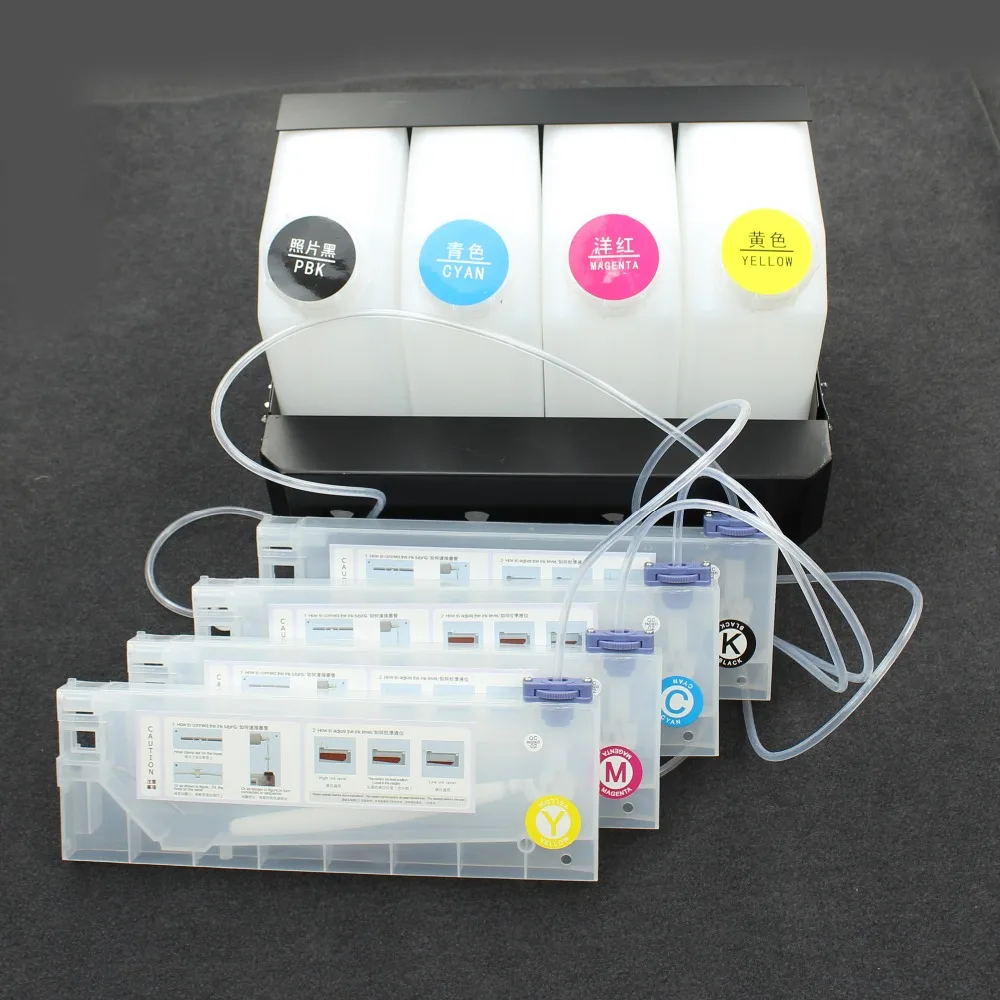 4 Bottles 4 Cartridges Bulk Ink System for Roland Mimaki Inkjet Printer Machine