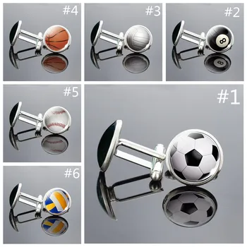 

SilverColour CufflinksFootball Basketball Baseball Volleyball Tennis Rugby Softball Glass Cabochon Cufflinks Wedding Accessories