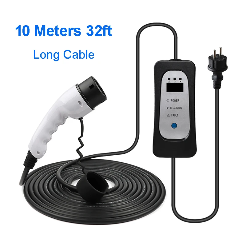 

10 Meters EV Charging Cable Bettery Charger Mobile Wallbox Type 2 Mennekes Handle Longer Cable Home Use