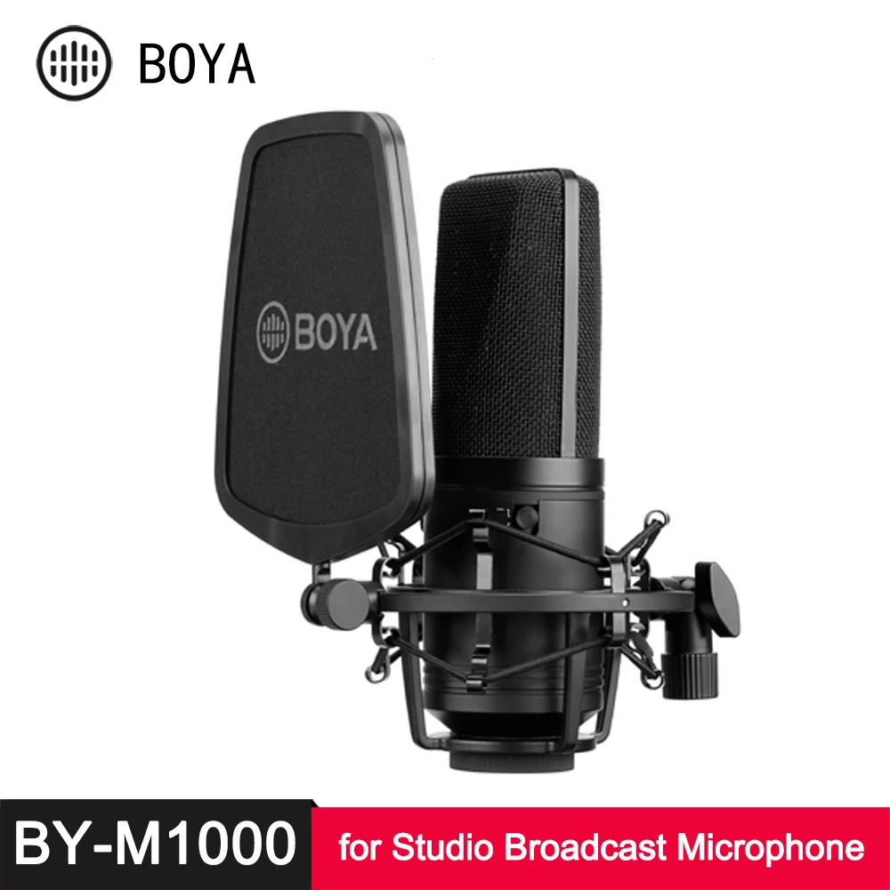 

BOYA BY M800 M1000 Large Diaphragm Microphone Low-cut Filter Cardioid Condenser Mic for Studio Broadcast Live Vlog Video Mic
