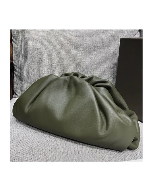 Small green Коровья кожа дневной клатч вечерняя сумочка Сумочка облака плиссированная посылка Сумка Сумочка пельменей шикарная сумка через плечо - Цвет: Small green
