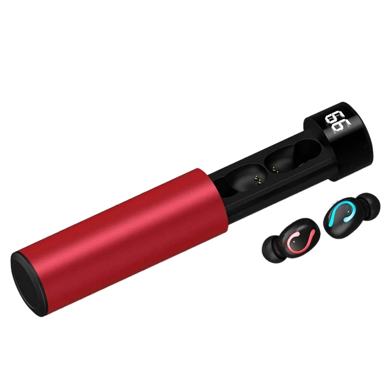 Red Q67 5,0, bluetooth-гарнитура, выдвижные беспроводные наушники, спортивные наушники, зарядка, блок питания, дисплей - Цвет: Red