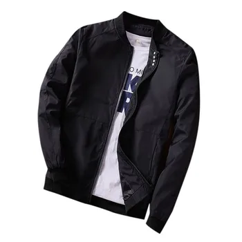 

Men Spring Autumn Stand Collar Zipper Jacket Casual Light Slim Fit Solid Color Fashion Coat