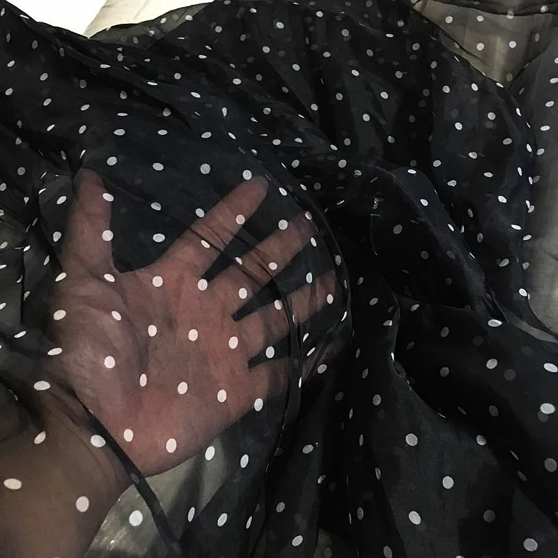 

organza 100% silk fabric Woven dot tulle fabric for Tutu dress can see though 50*135cm/piece S84