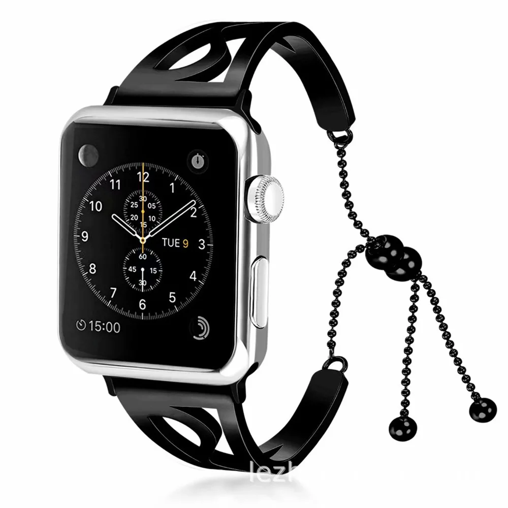 Браслет из нержавеющей стали для Apple Watch s-браслет ремешок для Apple Watch 4 Круглый Кулон из бисера для IWatch серии 4 3 2 1