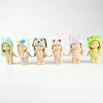 

6pcs Cute Lovely Angel Baby Miniature Figurine Kawaii Hat Sleeping Doll House Decorative Cartoon People Statue Cake Ornament Toy