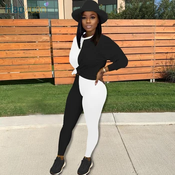 

ZOOEFFBB Fall Winter Outfits 2 Piece Set Tracksuit Women Clothing T Shirt Top and Pant Sweat Suits Sexy Two Piece Matching Sets