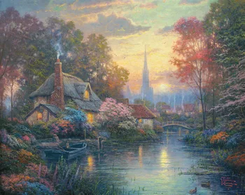 

Prints Art Oil Painting Thomas Kinkade Nanette'S Cottage Classic Oil Paintings Son Gifts Dorm Decorations Wall Decoration