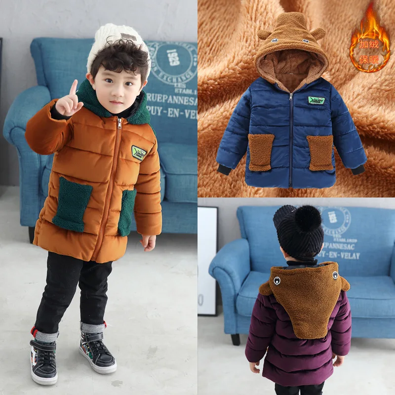 Children's Wear Winter Boys Thickened Mid-long Cotton Jacket kids clothes Outerwears Parkas Long Down Snow coat 308