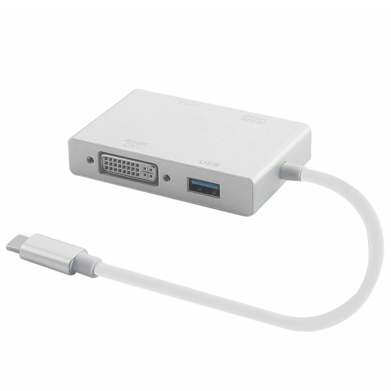 4 в 1 Тип C штекер Hdmi Vga Dvi Usb 3,0 Женский адаптер конвертер Поддержка 4 K 1080 P для Macbook Google Chromebook Pixel