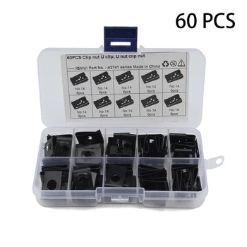 

60pcs Speed Fastener Plate Clamp U Type Self Tapping Car Door Repair Tools Anti Oxidation Nut Clip Universal Fit For Motorcycle