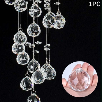 

Modern Craft Decorative Home Crystal Ball Prism Faceted Glass Chandelier Transparent Living Room Light Pendant Hanging Mini