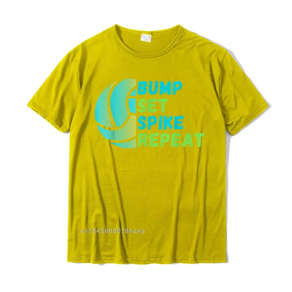 Printed On Man 2021 New Fashion T Shirt Round Neck VALENTINE DAY 100% Cotton Top T-shirts Normal Short Sleeve Tops T Shirt Bump Set Spike Repeat - Volleyball Lover T-Shirt__2753. yellow