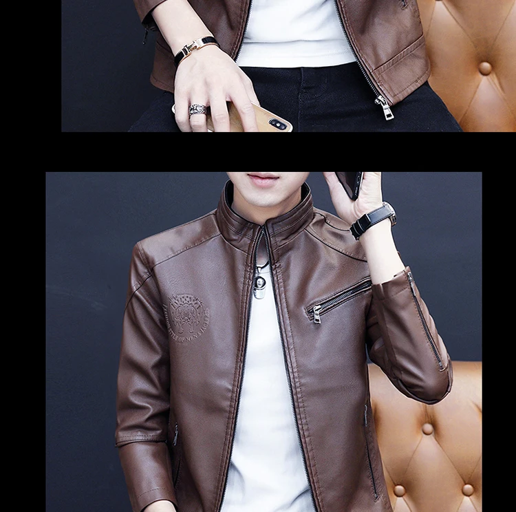 Chaqueta Hombre кожаные мужские куртки модные Jaqueta De Couro Slim Fit Chaqueta Cuero Hombre хаки мотоциклетные куртки мужские