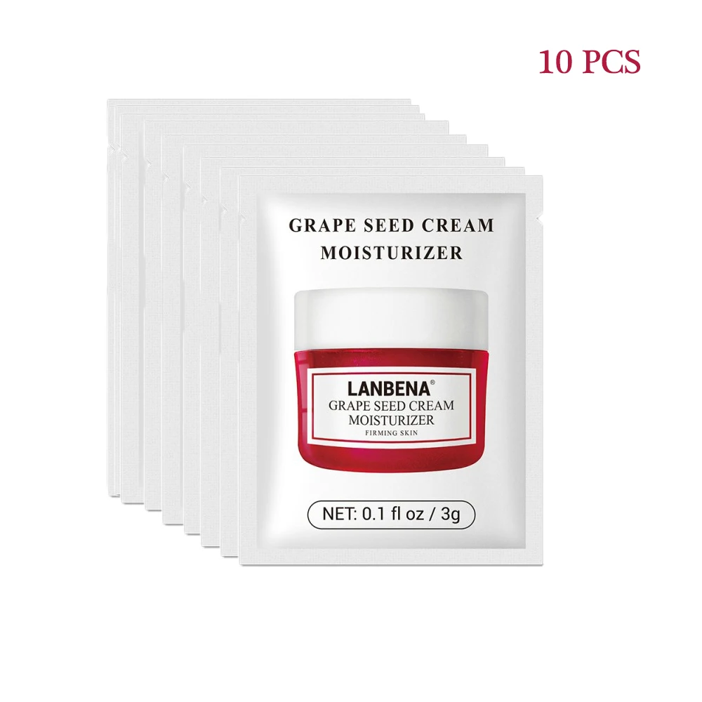 Grape Seed LANBENA, 10 шт., крем для лица, отбеливающий, гиалуроновая кислота, увлажняющий, против морщин, старение, витамин С, сыворотка, лечение, мини, дорожный размер - Цвет: Grape Seed