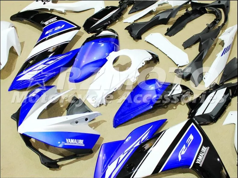 Стиль ABS литьевая форма мотоцикл Обтекатели подходит для YAMAHA R3 R25- 15-19 Кузов Набор серебро синий черный белый