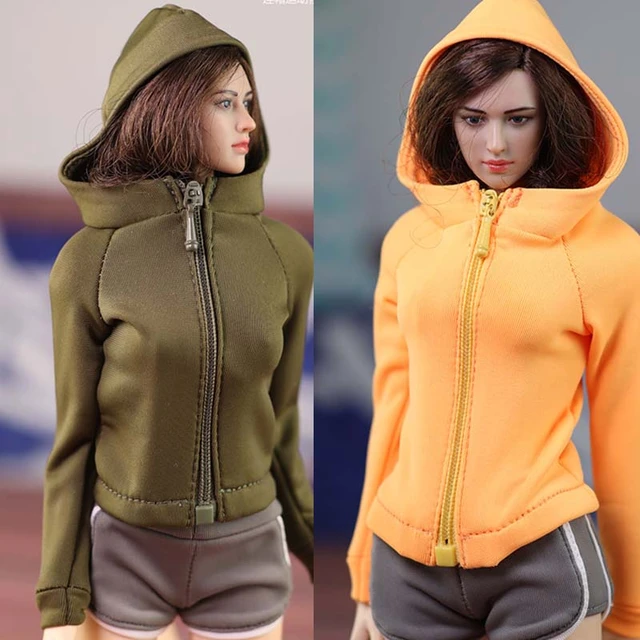 1/6 Scale Female Soldier Jacket Hoodies Coat Sports Clothes Model