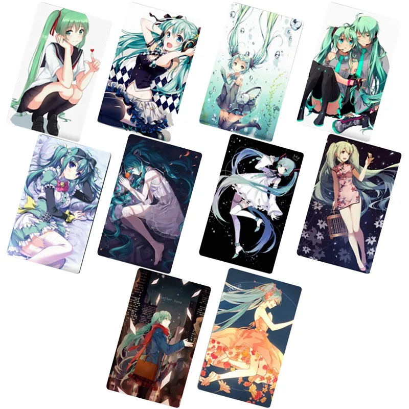 10 шт./компл. милая серия Hatsune наклейка s Girl игрушки из японского аниме фильм открытка наклейка сувенир Сакура Мику Классический пост